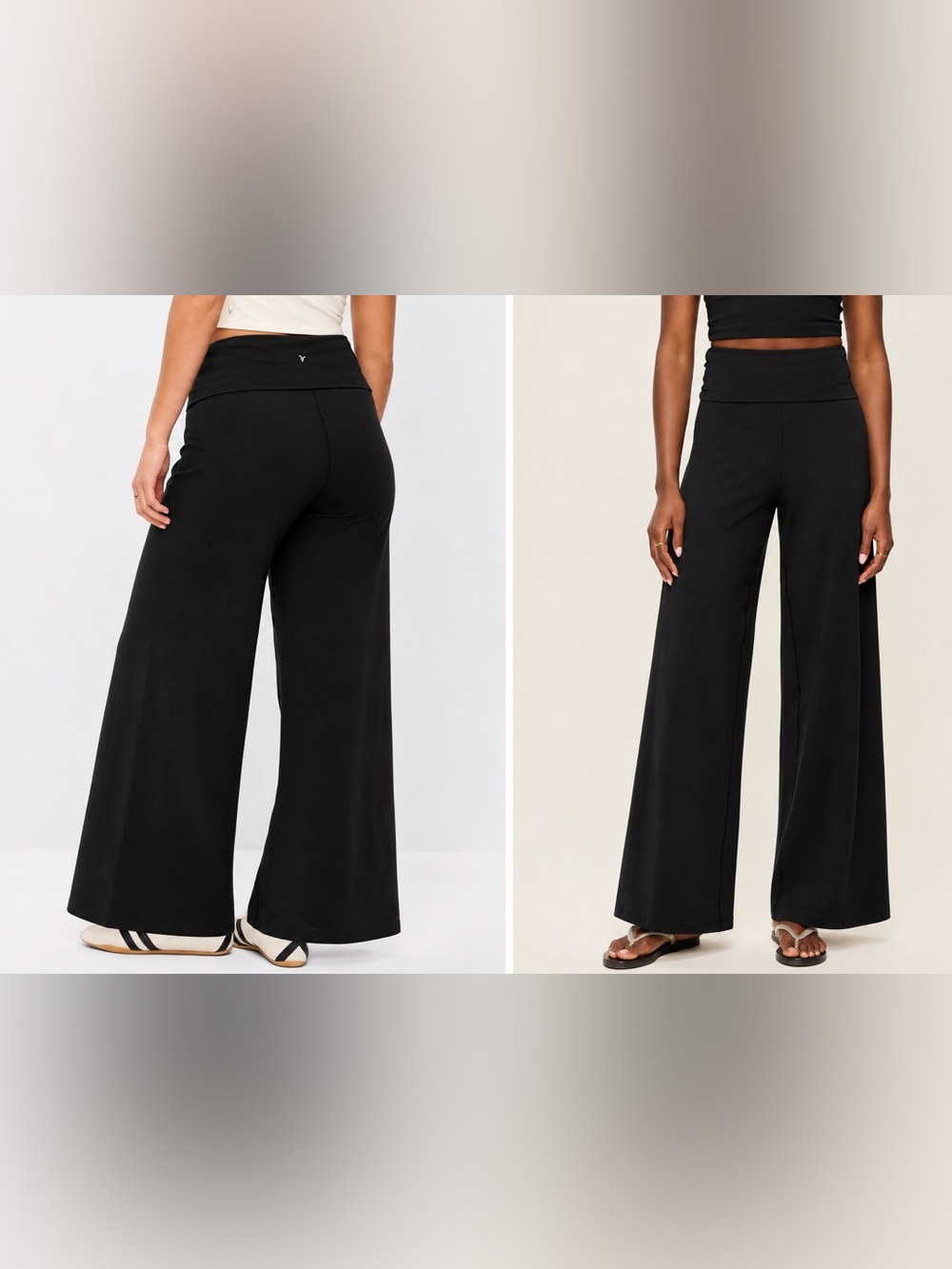 Old Navy Large High Waisted PowerChill Fold-over wide-leg pants NWT black